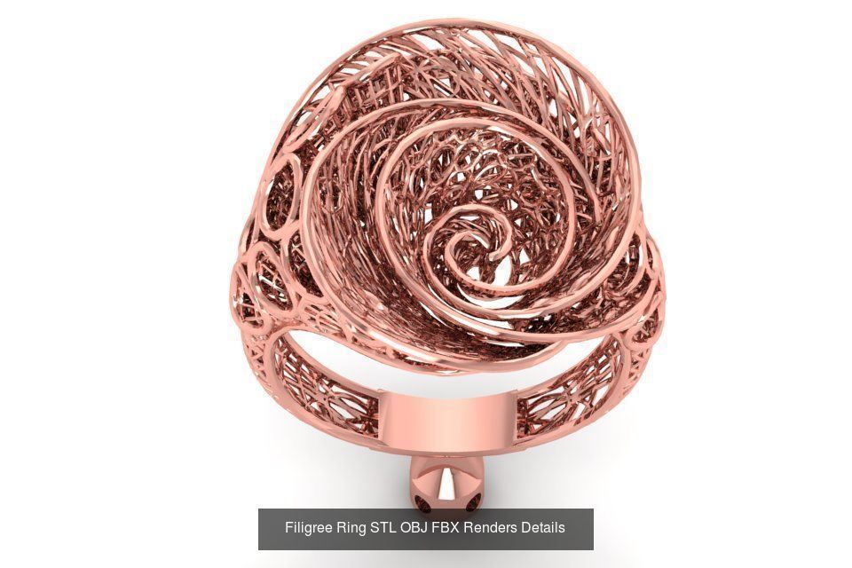 207 Vintage Filigree Rings STL OBJ FBX Render Details Collection _55
