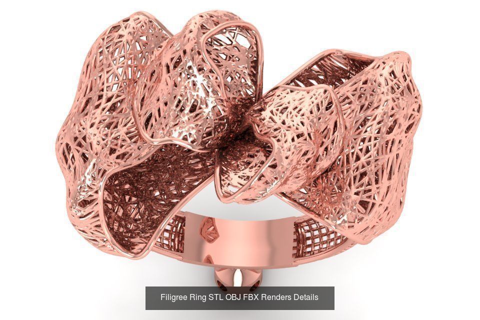 207 Vintage Filigree Rings STL OBJ FBX Render Details Collection _19