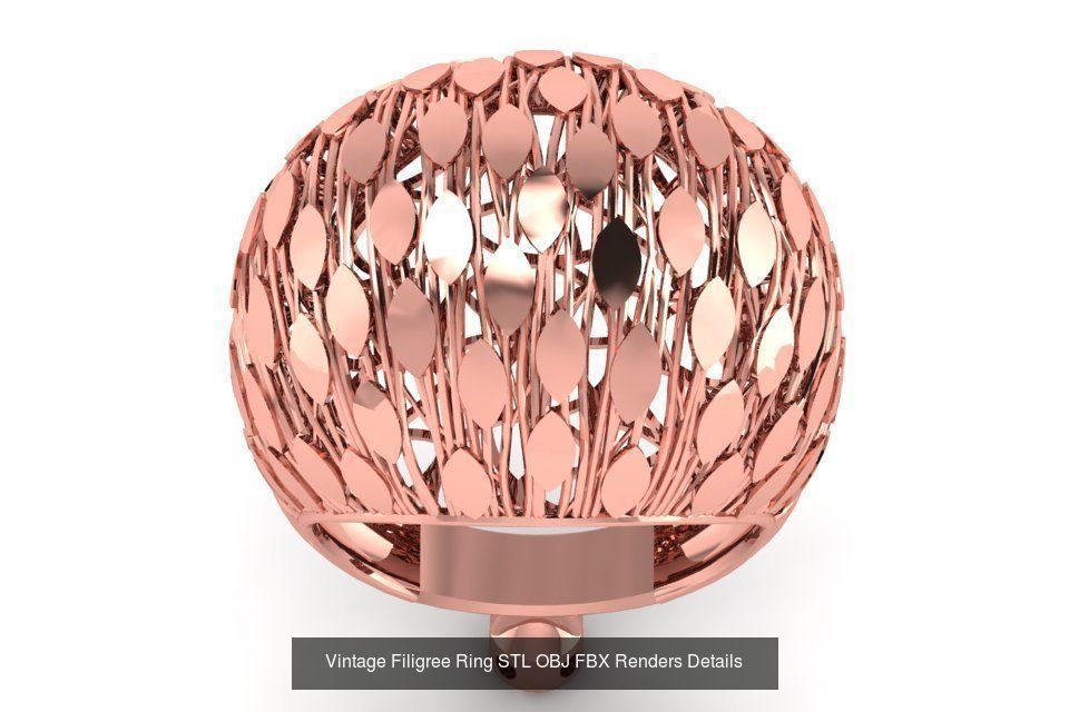 207 Vintage Filigree Rings STL OBJ FBX Render Details Collection _94