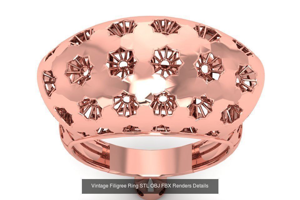 207 Vintage Filigree Rings STL OBJ FBX Render Details Collection _74
