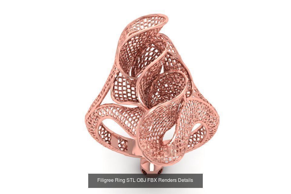 207 Vintage Filigree Rings STL OBJ FBX Render Details Collection _28