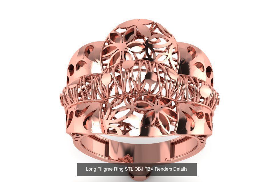 207 Vintage Filigree Rings STL OBJ FBX Render Details Collection _151