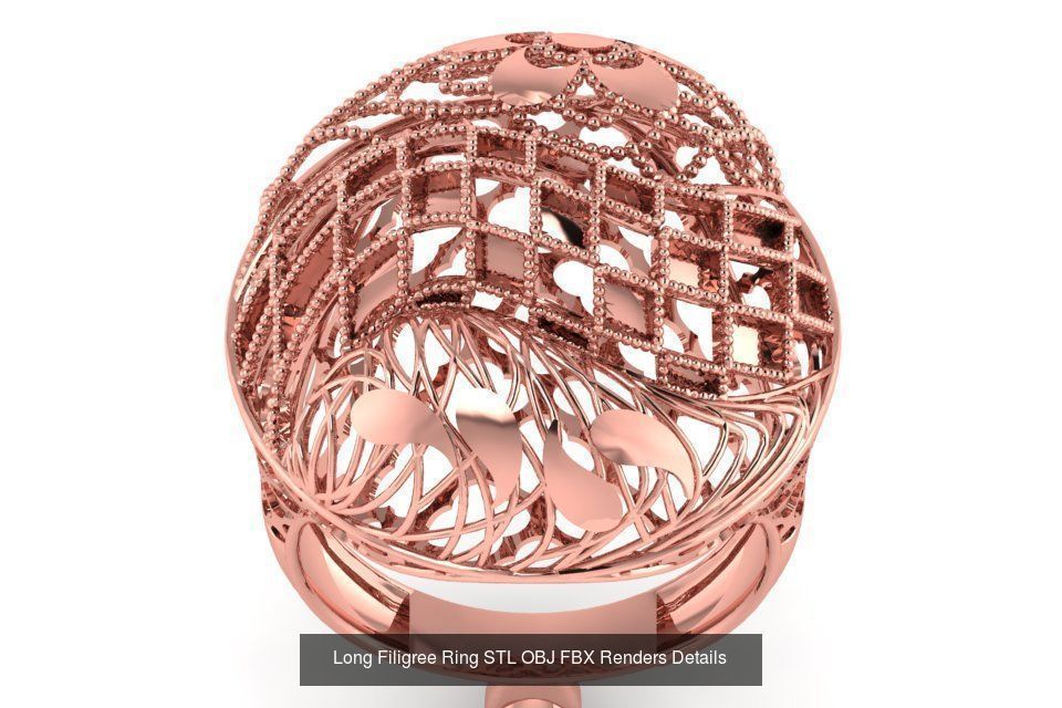 207 Vintage Filigree Rings STL OBJ FBX Render Details Collection _173