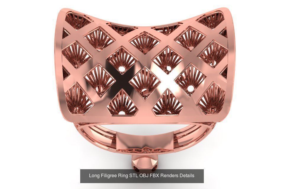 207 Vintage Filigree Rings STL OBJ FBX Render Details Collection _180