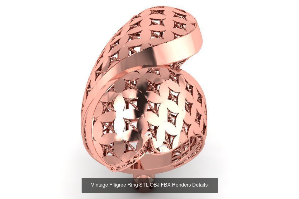207 Vintage Filigree Rings STL OBJ FBX Render Details Collection _88
