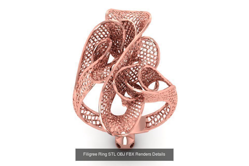 207 Vintage Filigree Rings STL OBJ FBX Render Details Collection _23