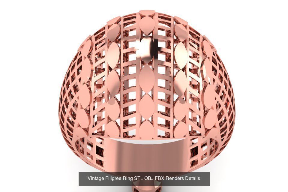 207 Vintage Filigree Rings STL OBJ FBX Render Details Collection _110