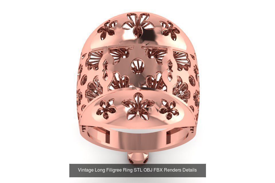207 Vintage Filigree Rings STL OBJ FBX Render Details Collection _197