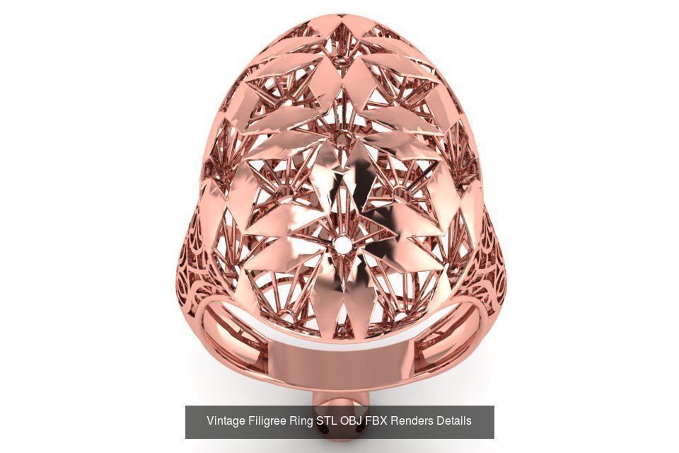207 Vintage Filigree Rings STL OBJ FBX Render Details Collection _124