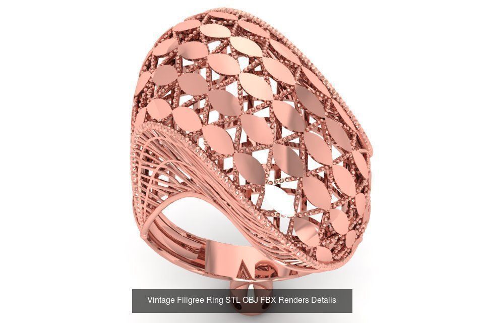 207 Vintage Filigree Rings STL OBJ FBX Render Details Collection _81