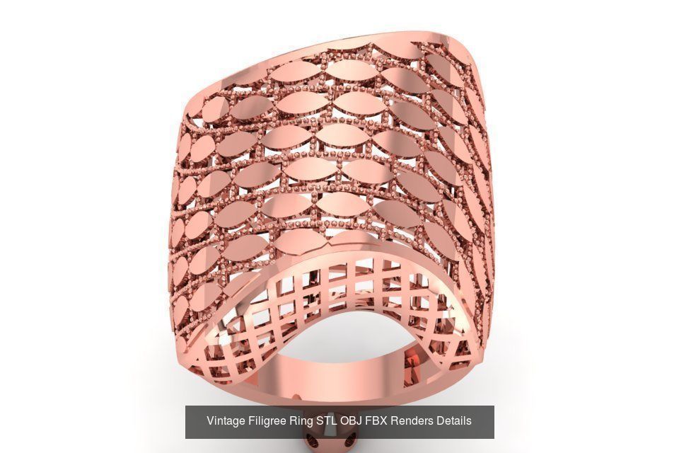 207 Vintage Filigree Rings STL OBJ FBX Render Details Collection _70