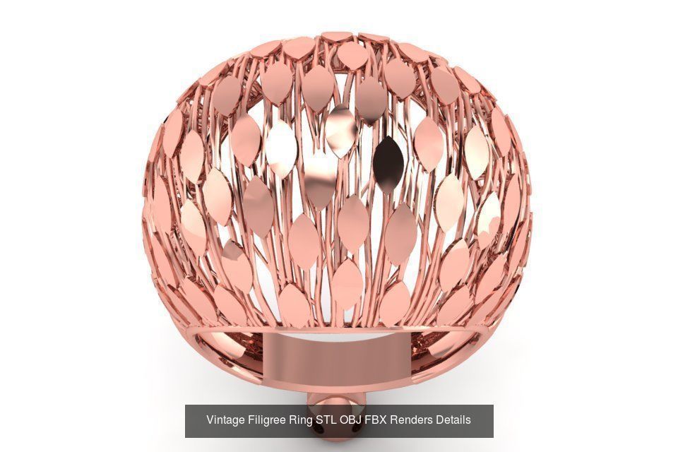 207 Vintage Filigree Rings STL OBJ FBX Render Details Collection _95