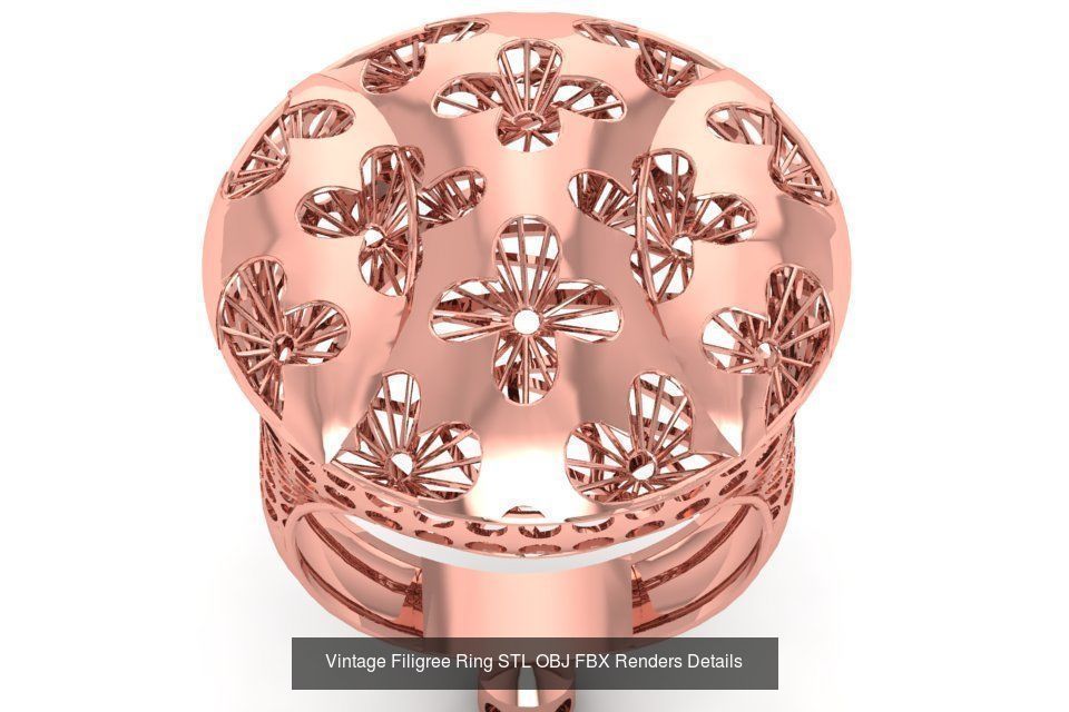 207 Vintage Filigree Rings STL OBJ FBX Render Details Collection _80