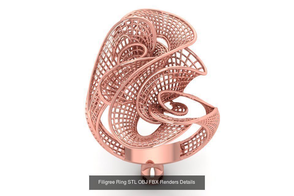 207 Vintage Filigree Rings STL OBJ FBX Render Details Collection _59