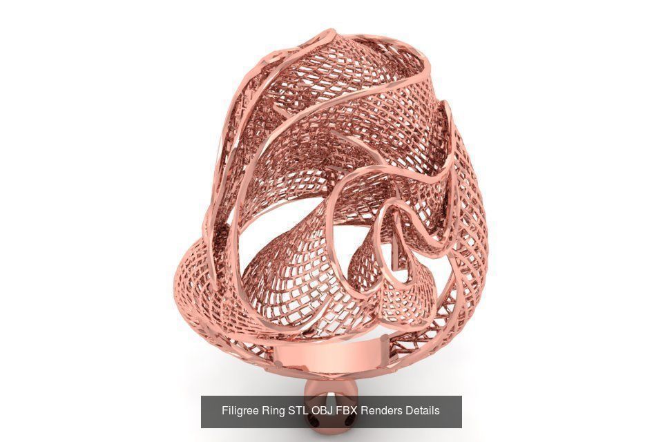 207 Vintage Filigree Rings STL OBJ FBX Render Details Collection _27
