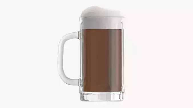 Beer mug with foam 01 3D model