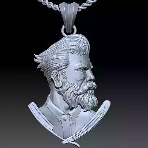 Barbershop  scissor Pendant  jewelry gold necklace Silver 3D print model