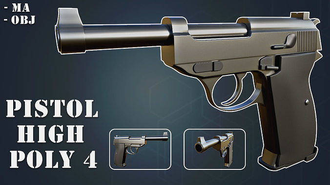 Pistol High Poly 4 Free low-poly 3D model