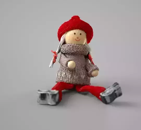 Wooden Decorative Doll Figure 2 Free low-poly 3D model