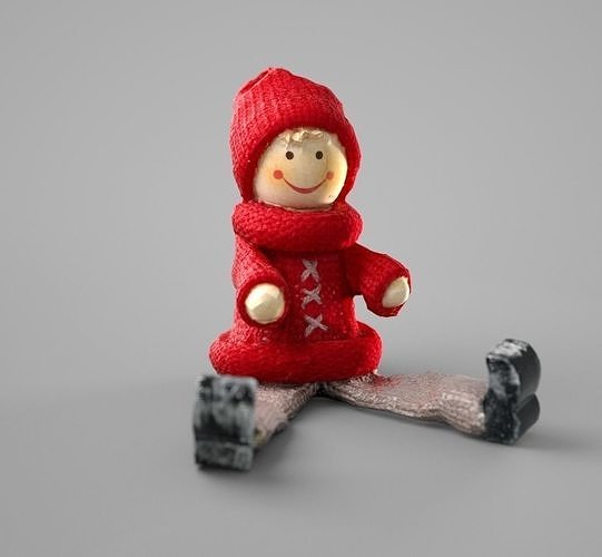 Wooden Decorative Doll Figure 1 Low-poly 3D model
