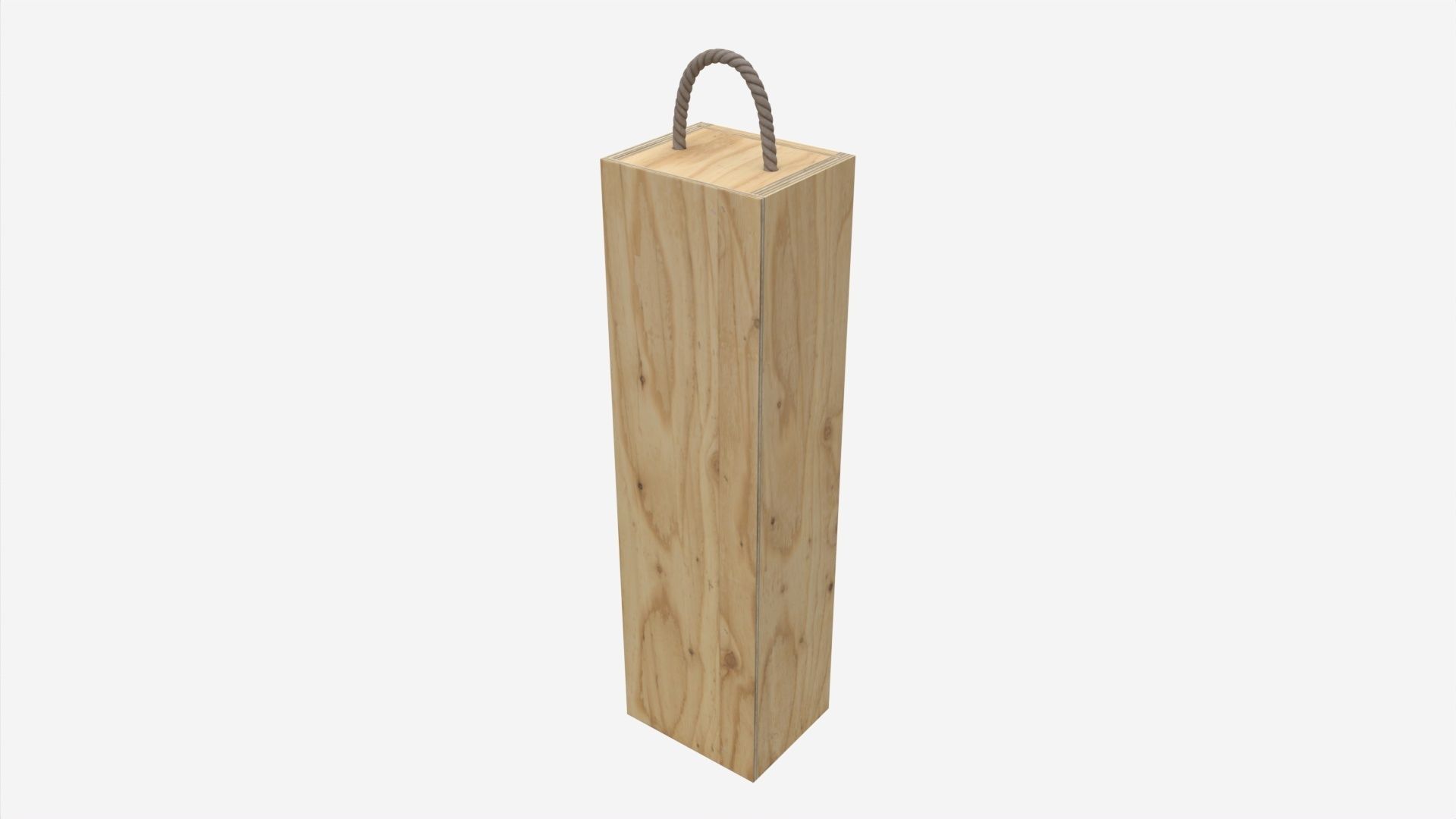 Wooden box for wine bottle with handle 3D model_1