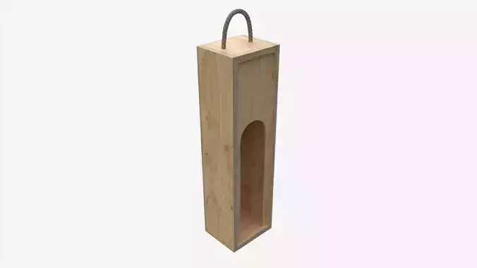 Wooden box for wine bottle with handle