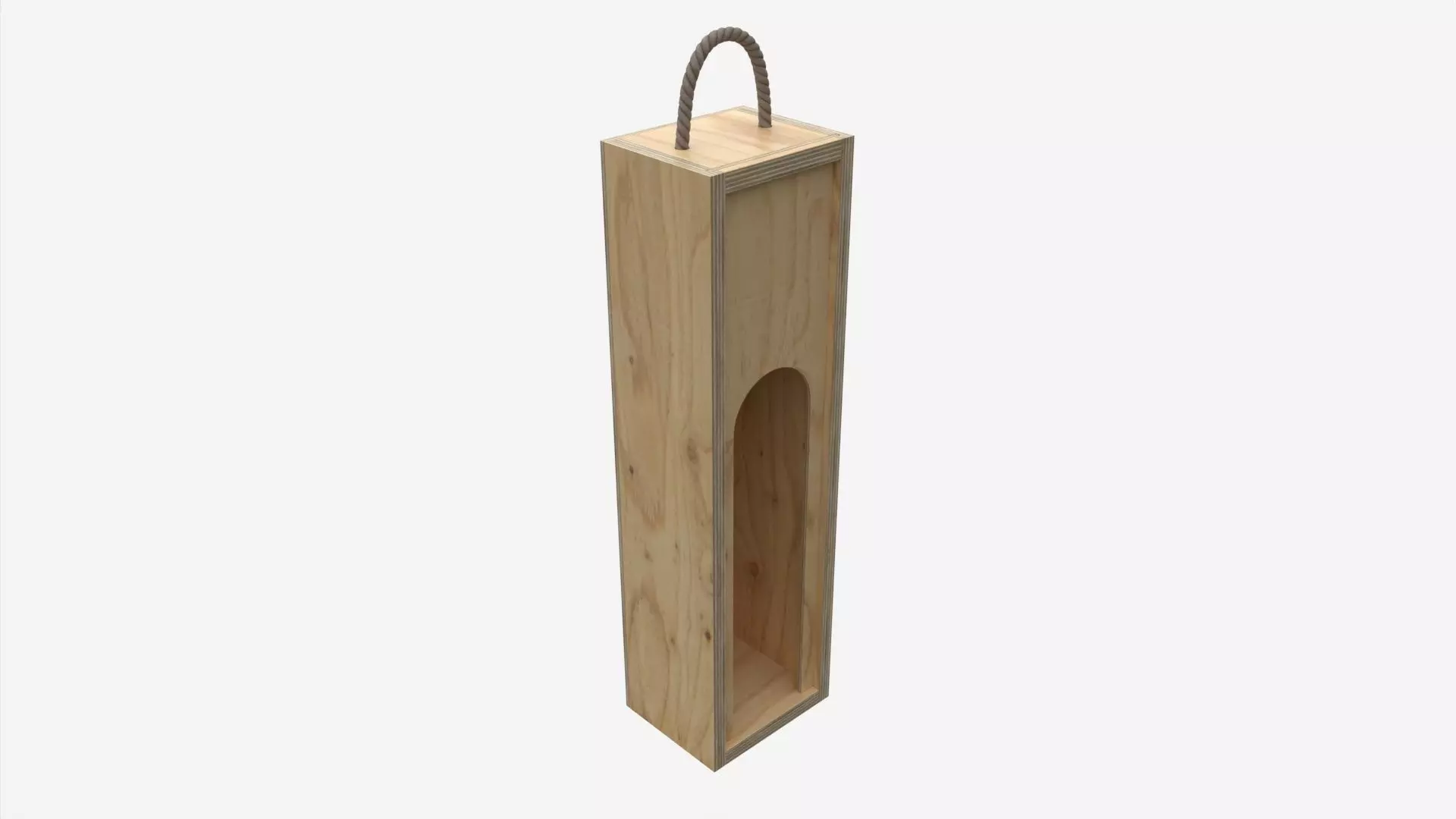 Wooden box for wine bottle with handle 3D model_0