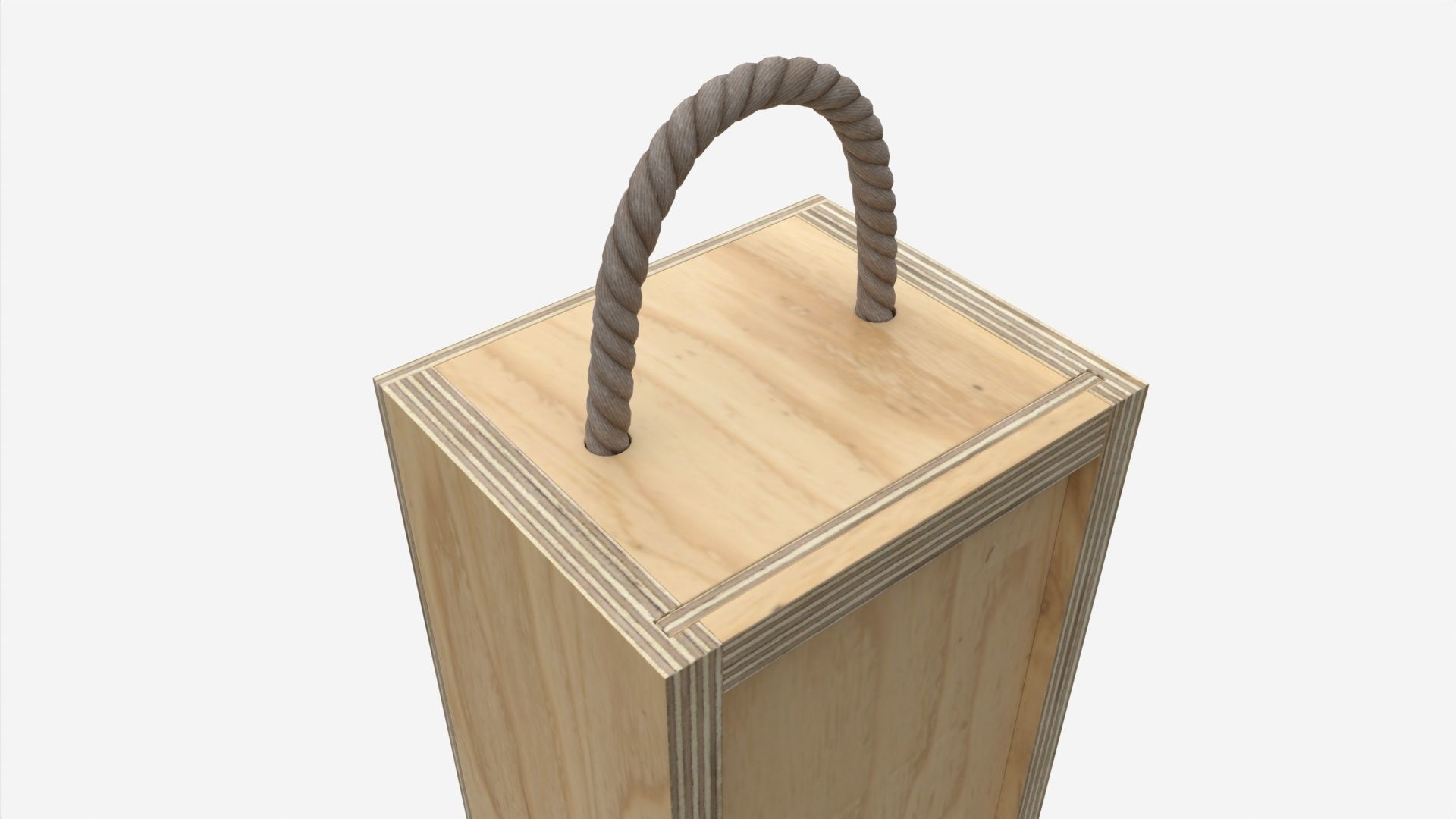 Wooden box for wine bottle with handle 3D model_3