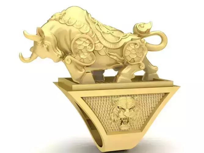 Fengshui Lucky Buffalo Men Ring 3750 3D print model