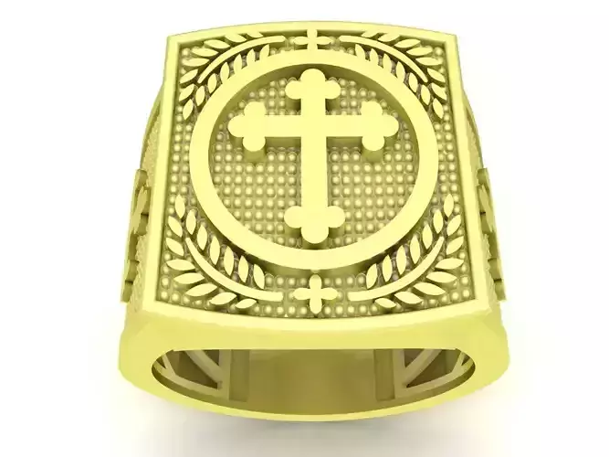 24k Cross Men Ring 3754