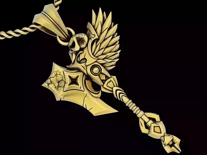 Pendant Axe Pendant Sculpture jewelry gold necklace