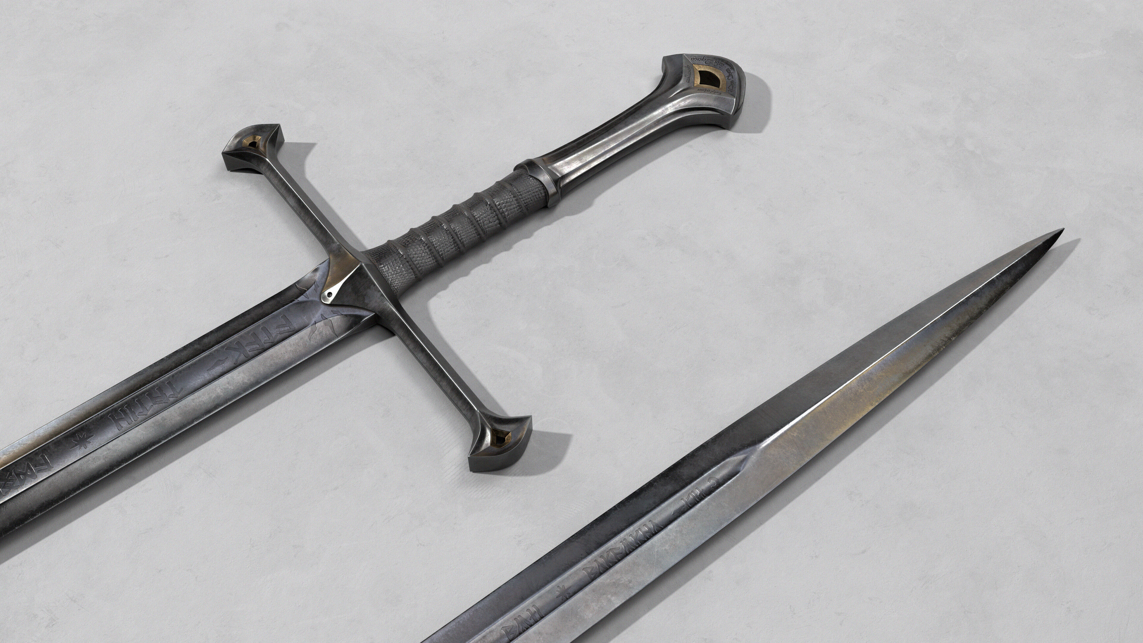 Lord of the Rings sword Anduril - PBR legendary weapon Low-poly 3D model_7