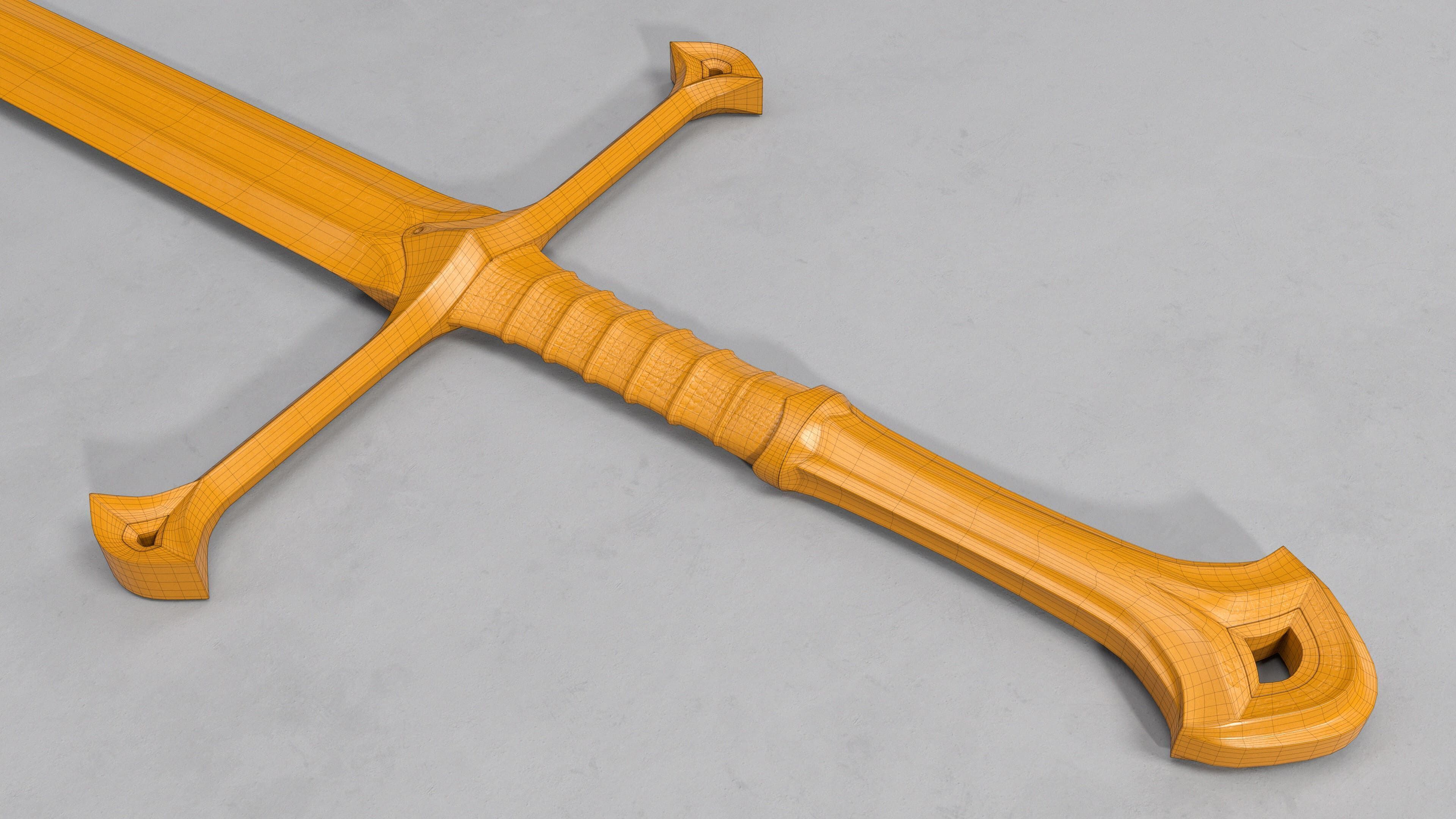 Lord of the Rings sword Anduril - PBR legendary weapon Low-poly 3D model_8
