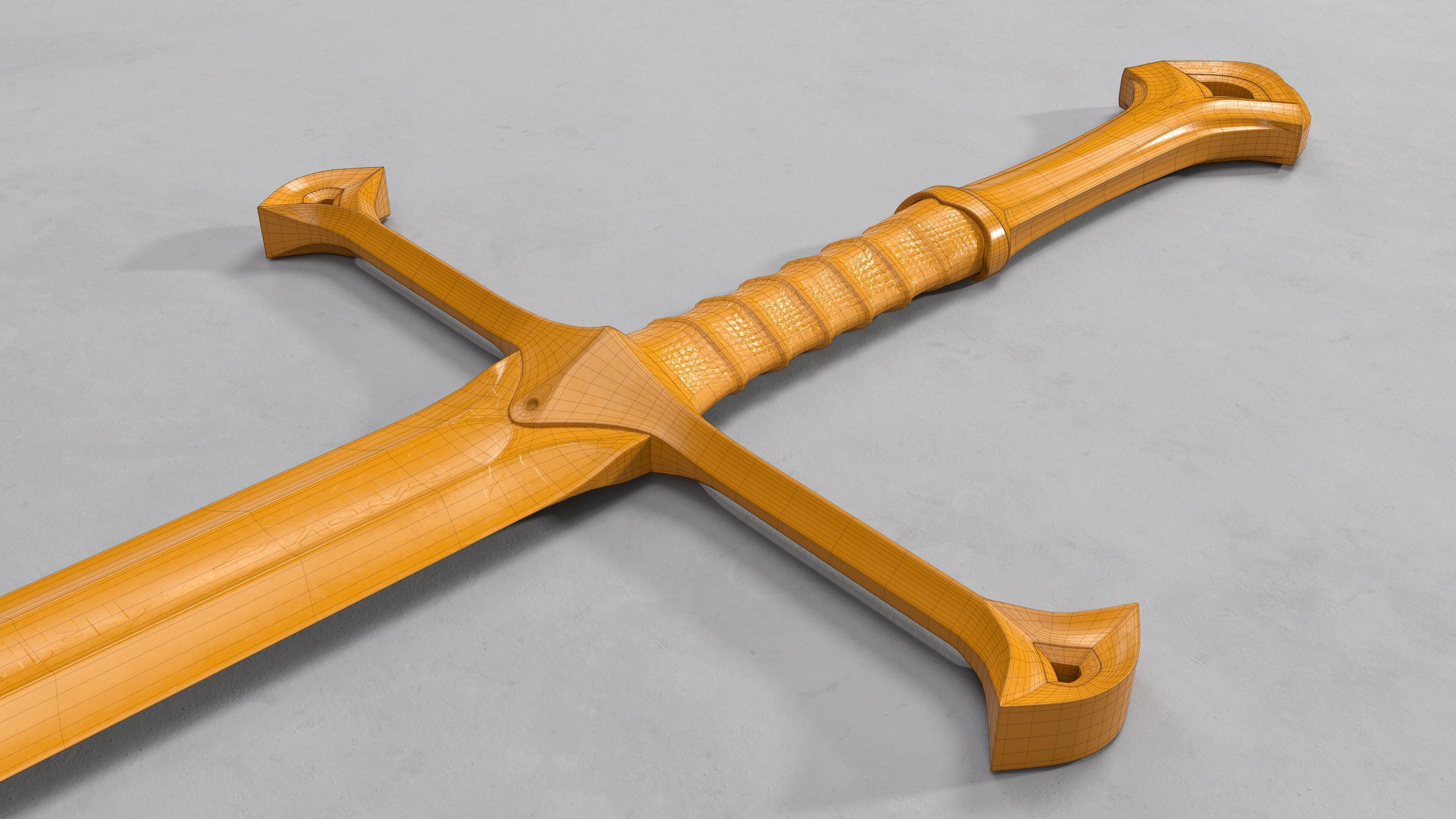 Lord of the Rings sword Anduril - PBR legendary weapon Low-poly 3D model_9