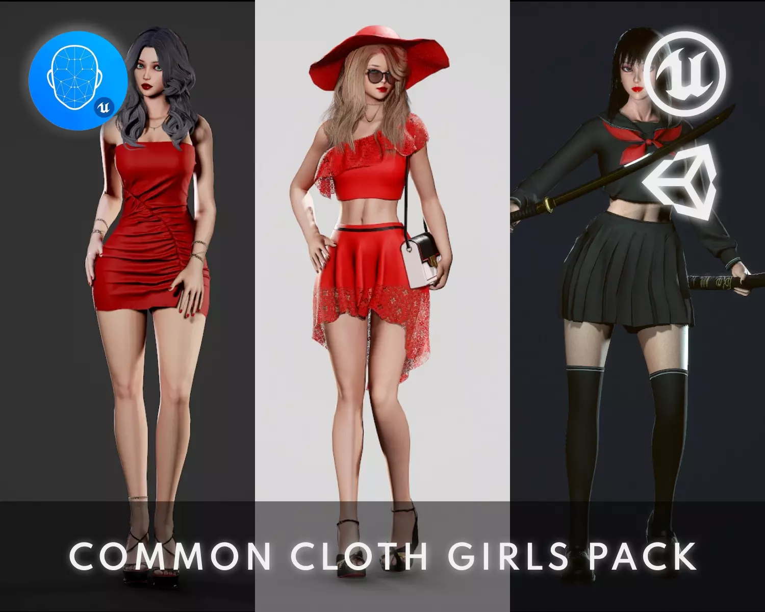 Common Cloth Girls Pack 3D Model Collection_0