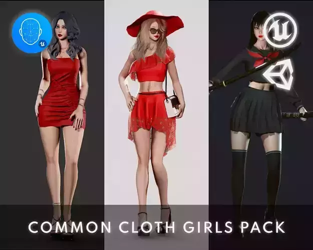Common Cloth Girls Pack 3D Model Collection