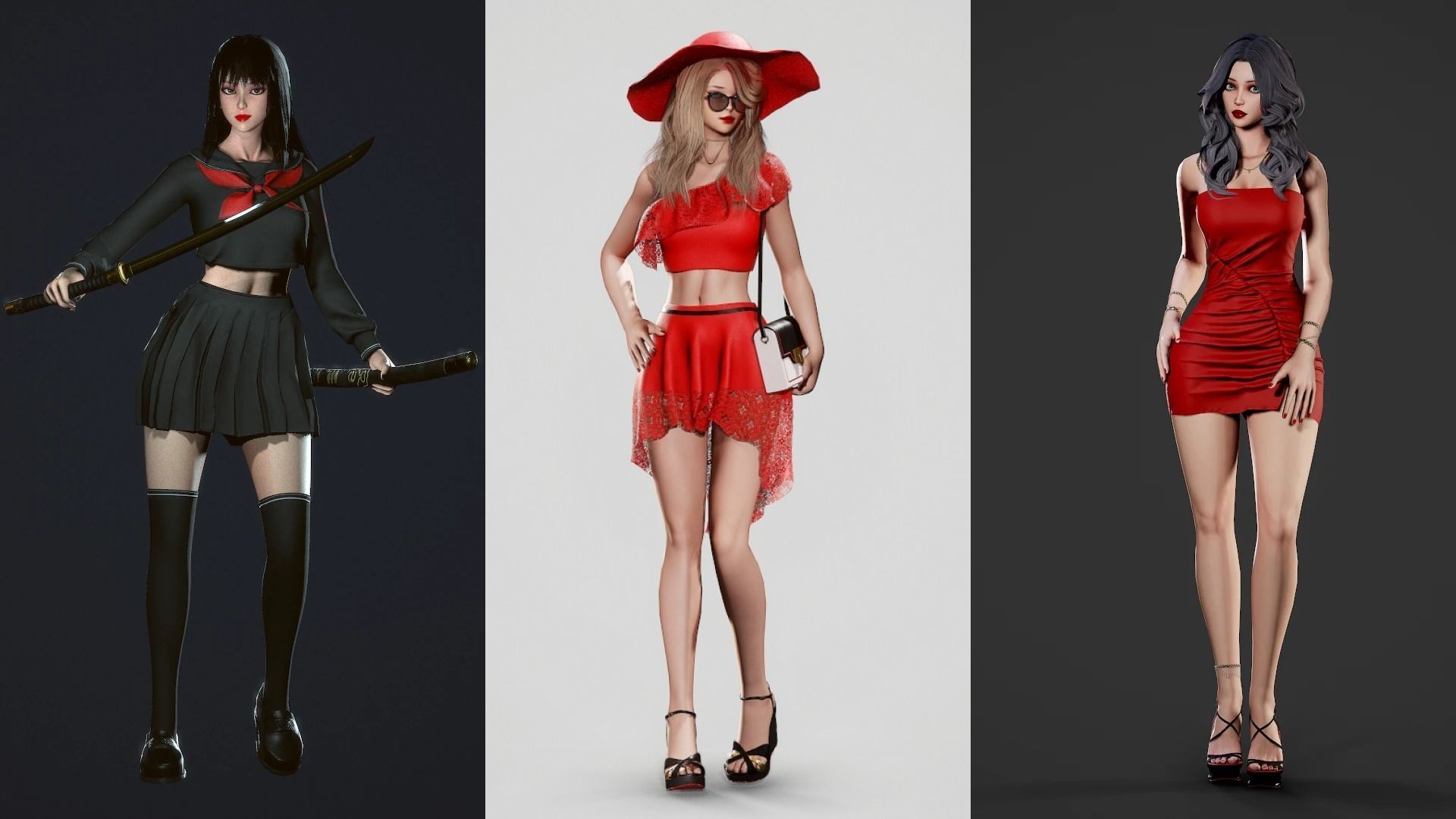 Common Cloth Girls Pack 3D Model Collection_4