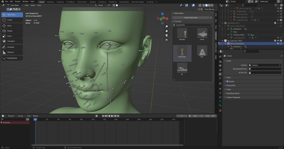 Angle girl kneeling Low-poly 3D model_20
