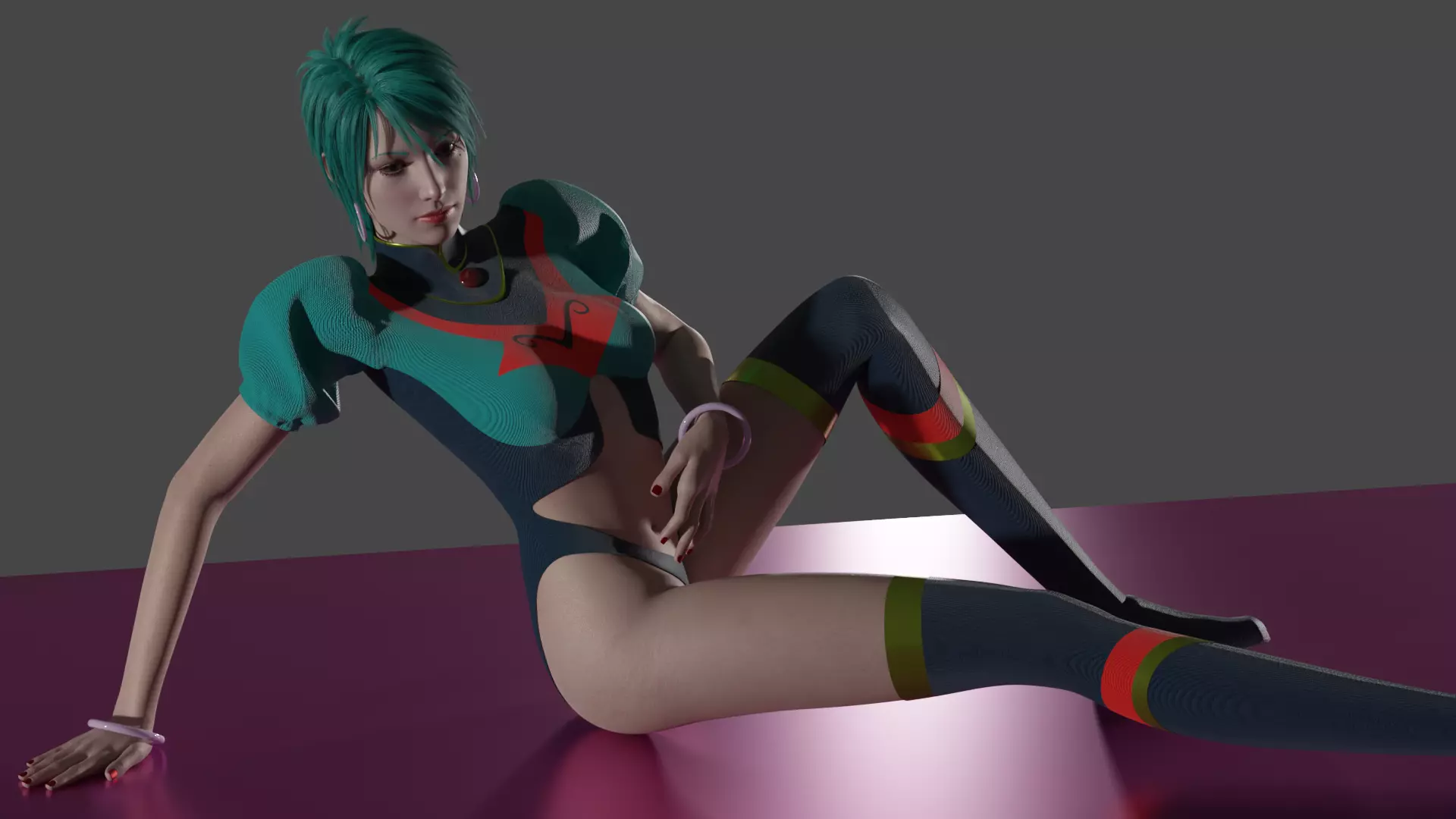 Angle girl kneeling Low-poly 3D model_0