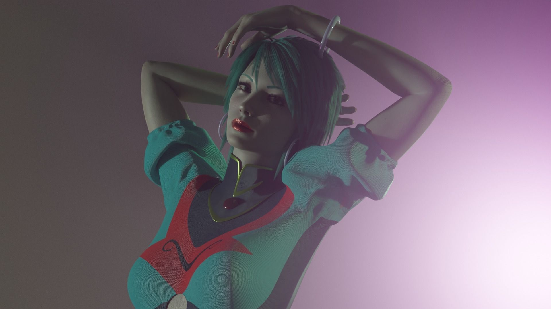 Angle girl kneeling Low-poly 3D model_8