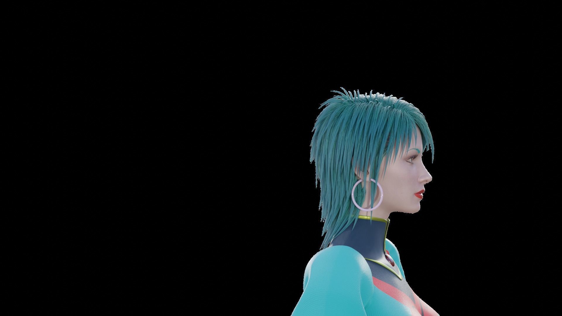 Angle girl kneeling Low-poly 3D model_4