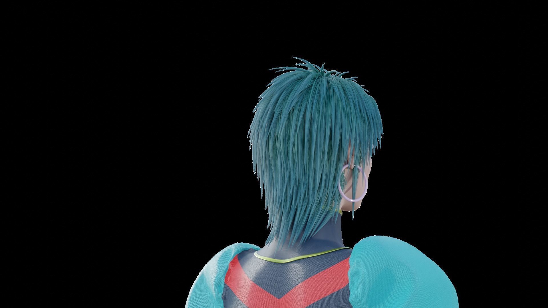 Angle girl kneeling Low-poly 3D model_5