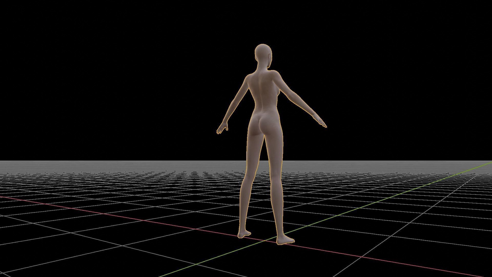 Angle girl kneeling Low-poly 3D model_14