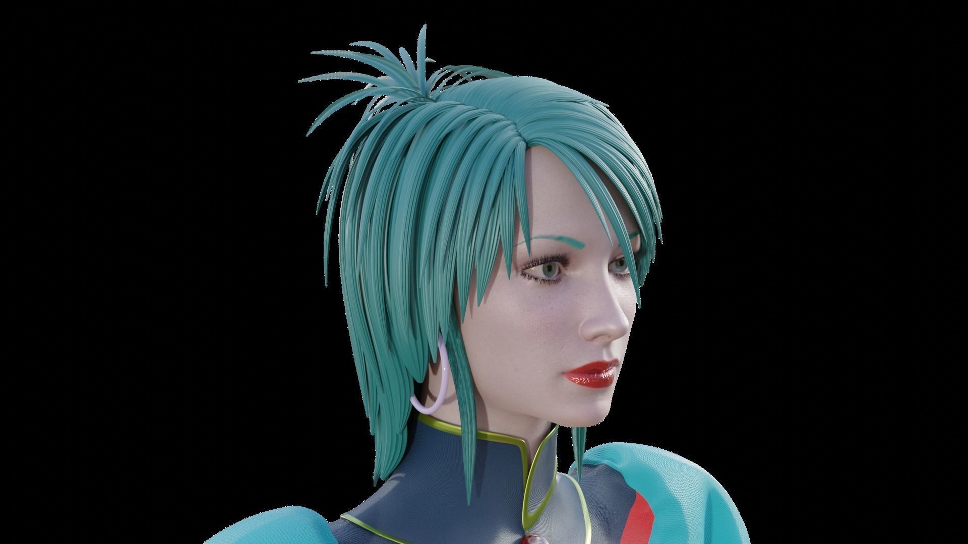 Angle girl kneeling Low-poly 3D model_2