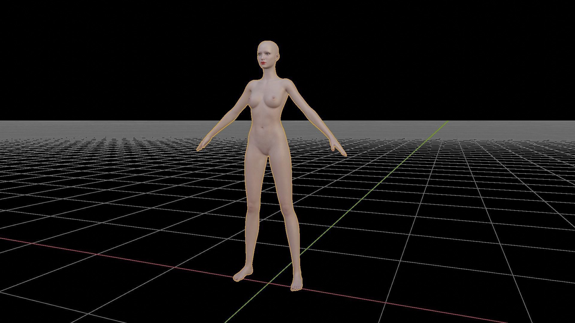 Angle girl kneeling Low-poly 3D model_16
