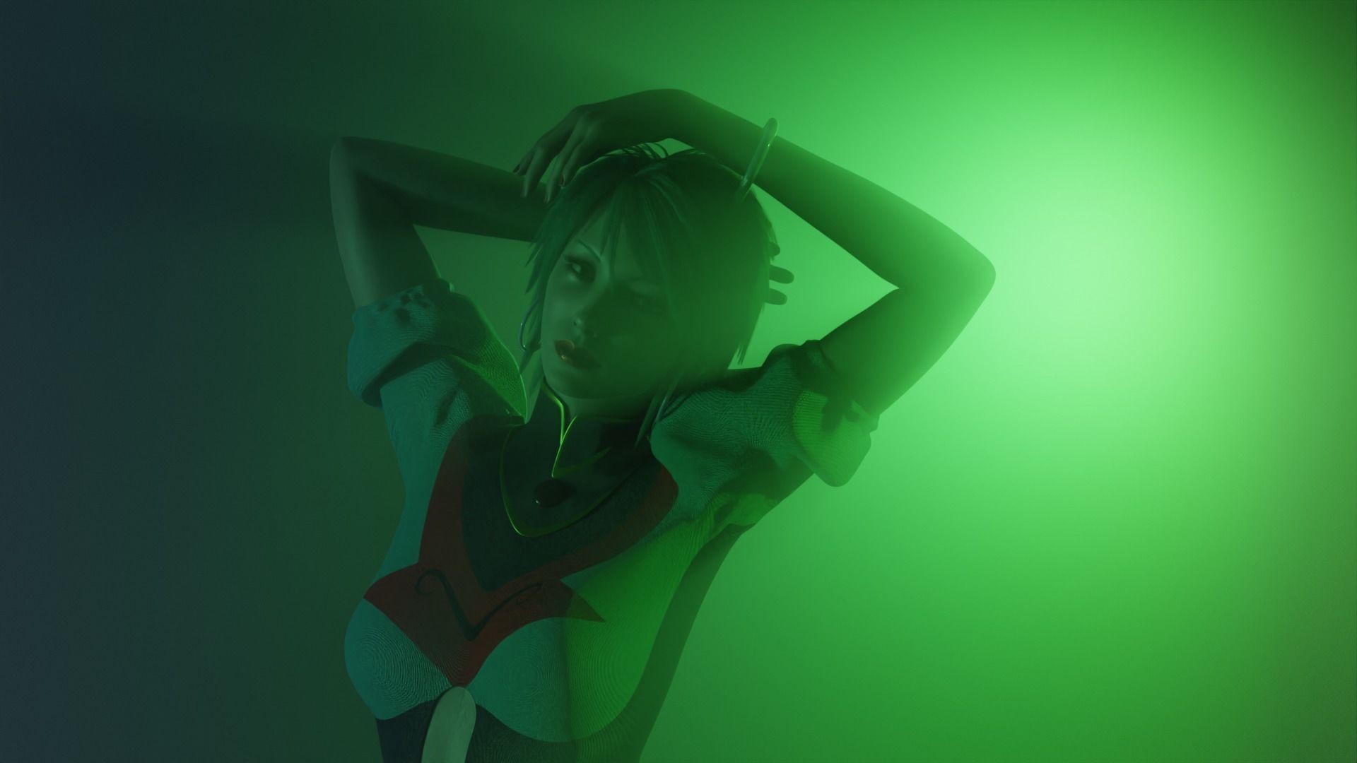 Angle girl kneeling Low-poly 3D model_7