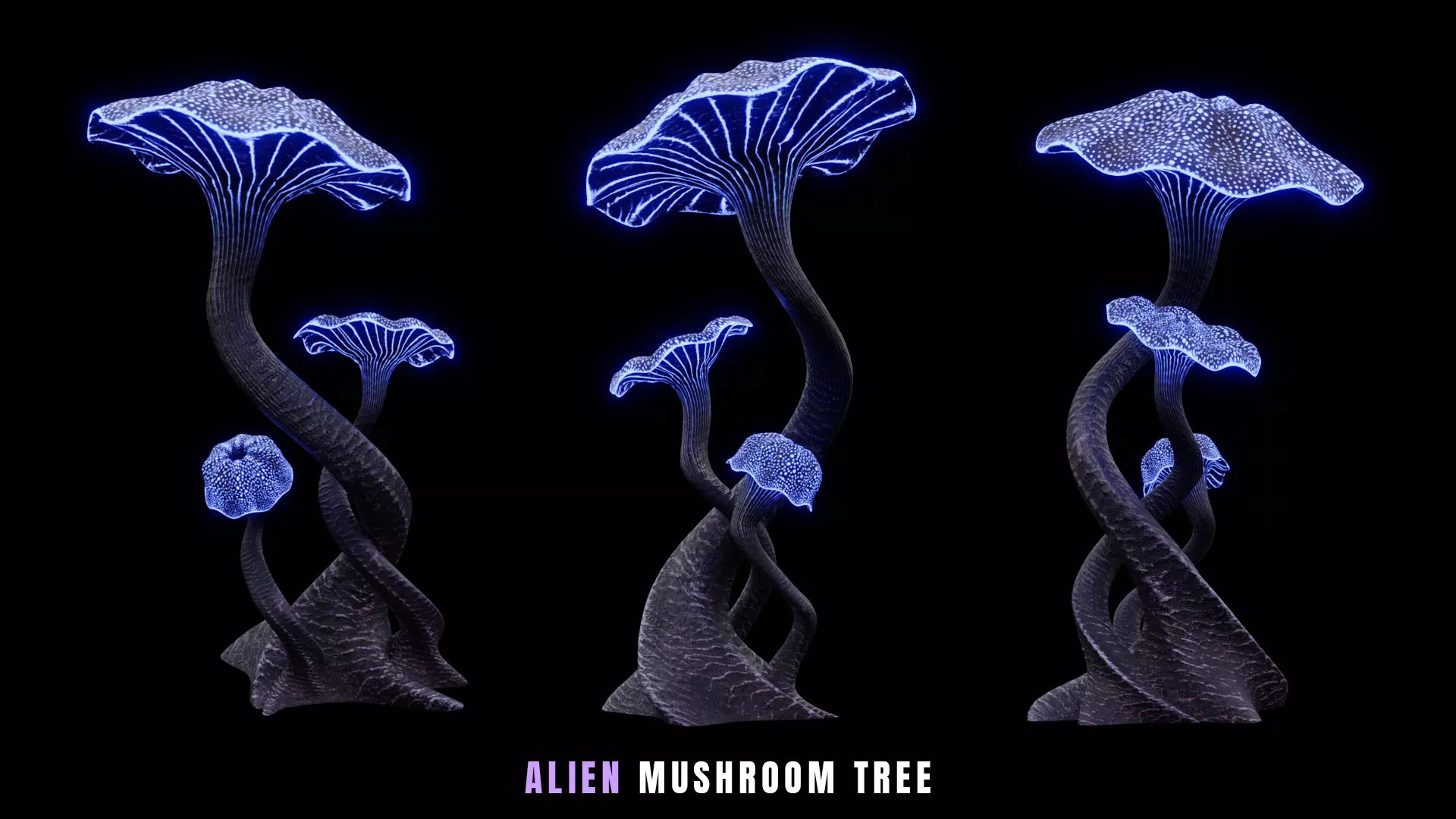 Alien Mushroom Tree Low-poly 3D model_0