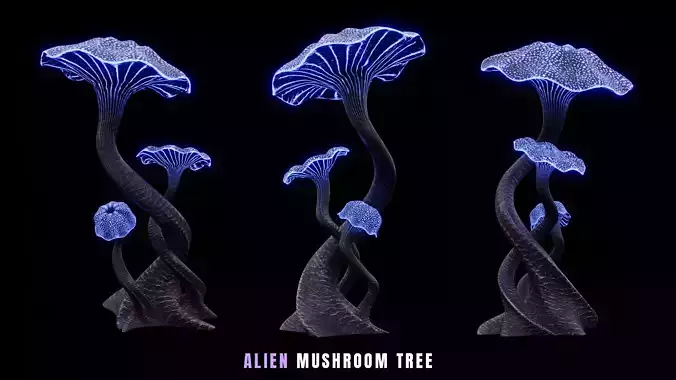 Alien Mushroom Tree Low-poly 3D model