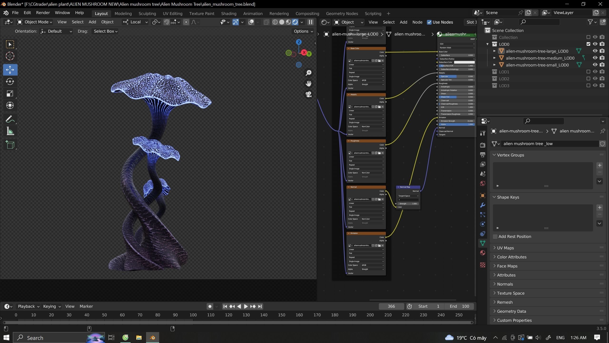 Alien Mushroom Tree Low-poly 3D model_10