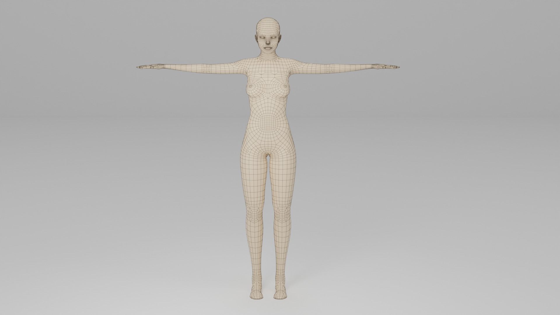 Female base mesh Free low-poly 3D model_1